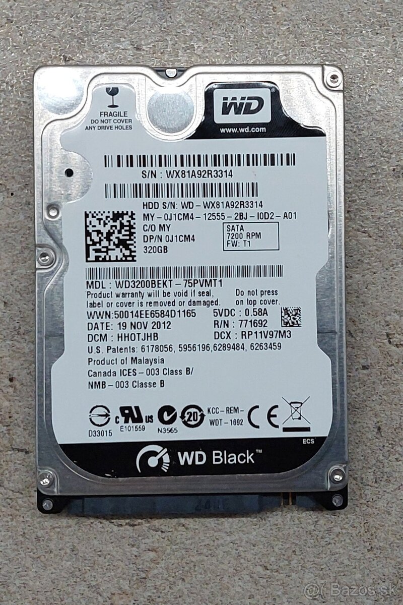 320GB 2,5" SATA HDD (7200 RPM) vhodný aj do notebooku