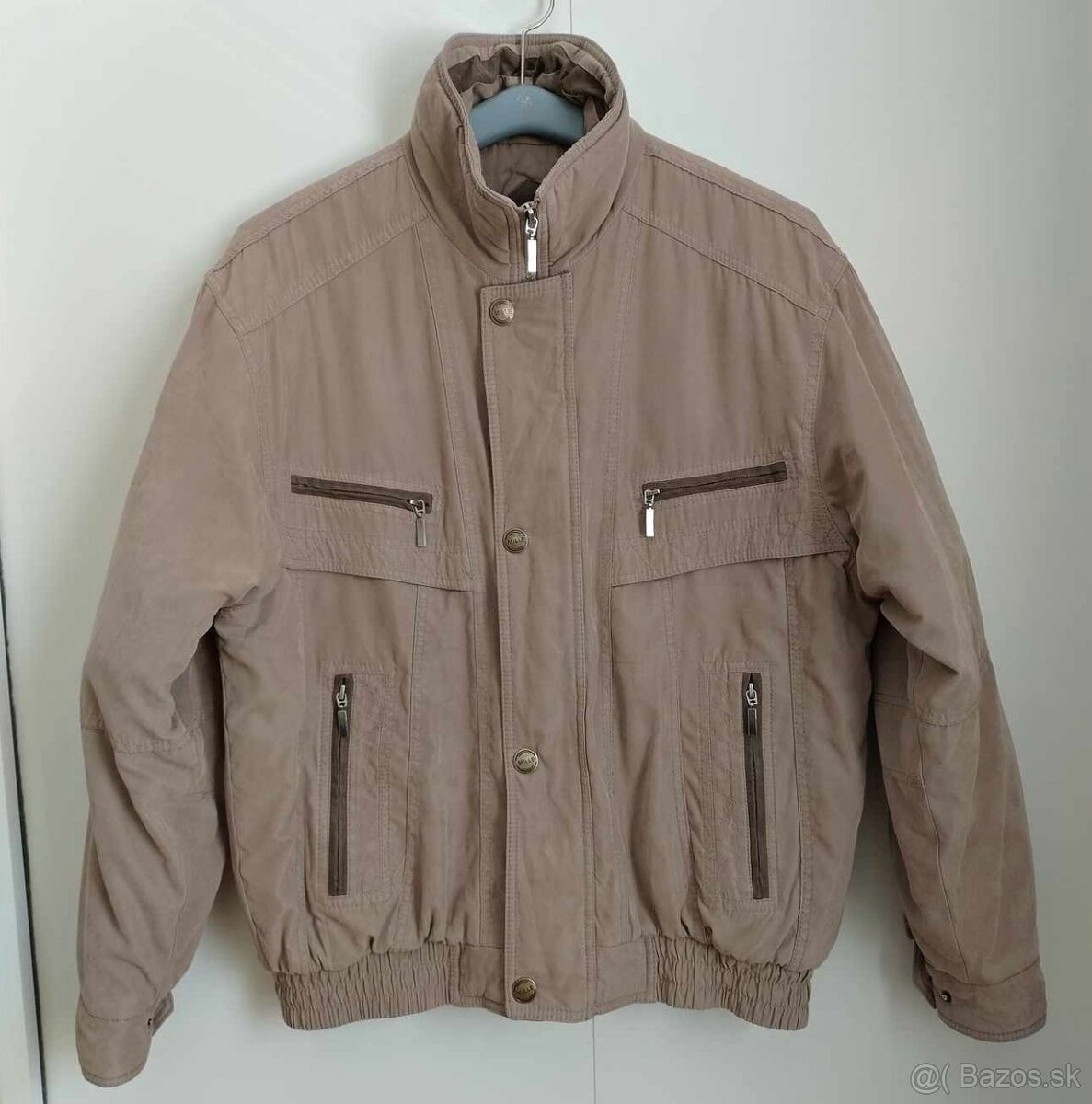 Mužská hnedá, krémová, béžová bombera, vetrovka