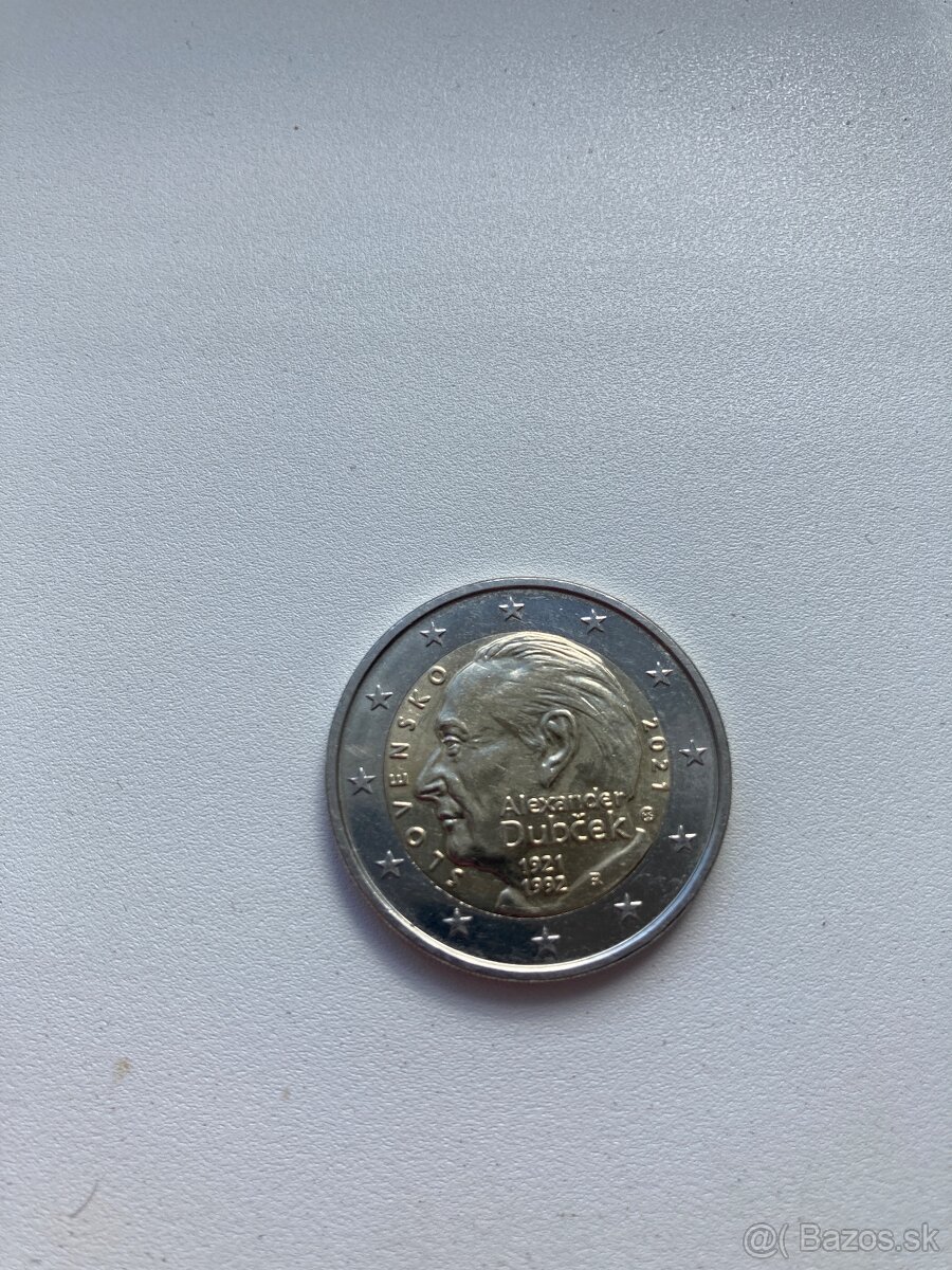 Zberatelska minca Alexander Dubček 2€