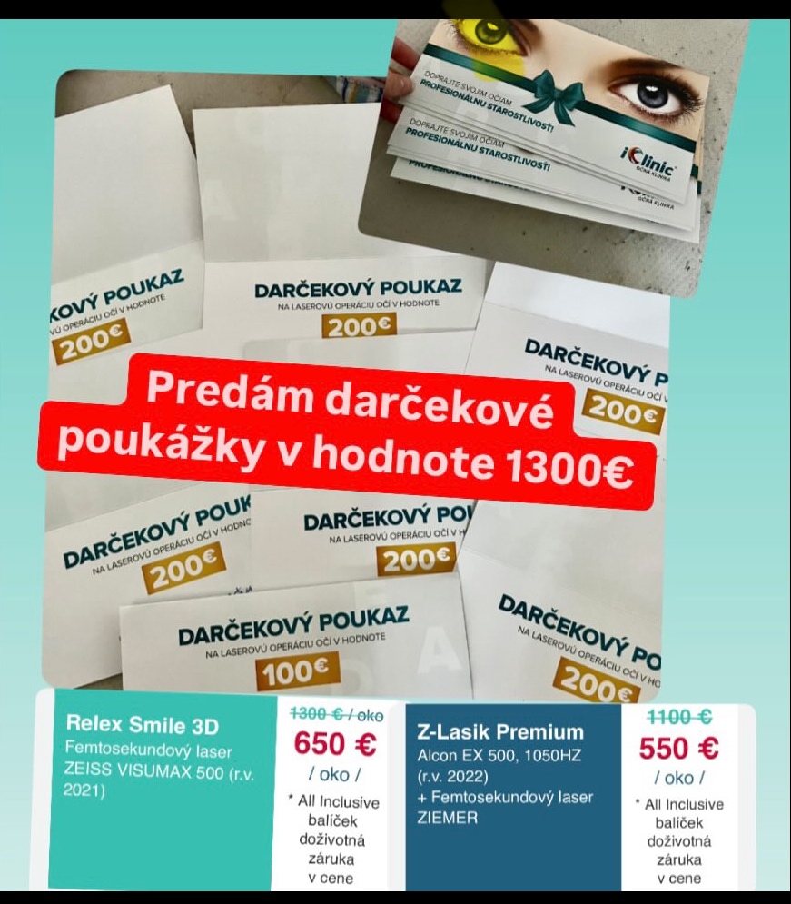 iClinic darčekové poukážky v hodnote 1300€