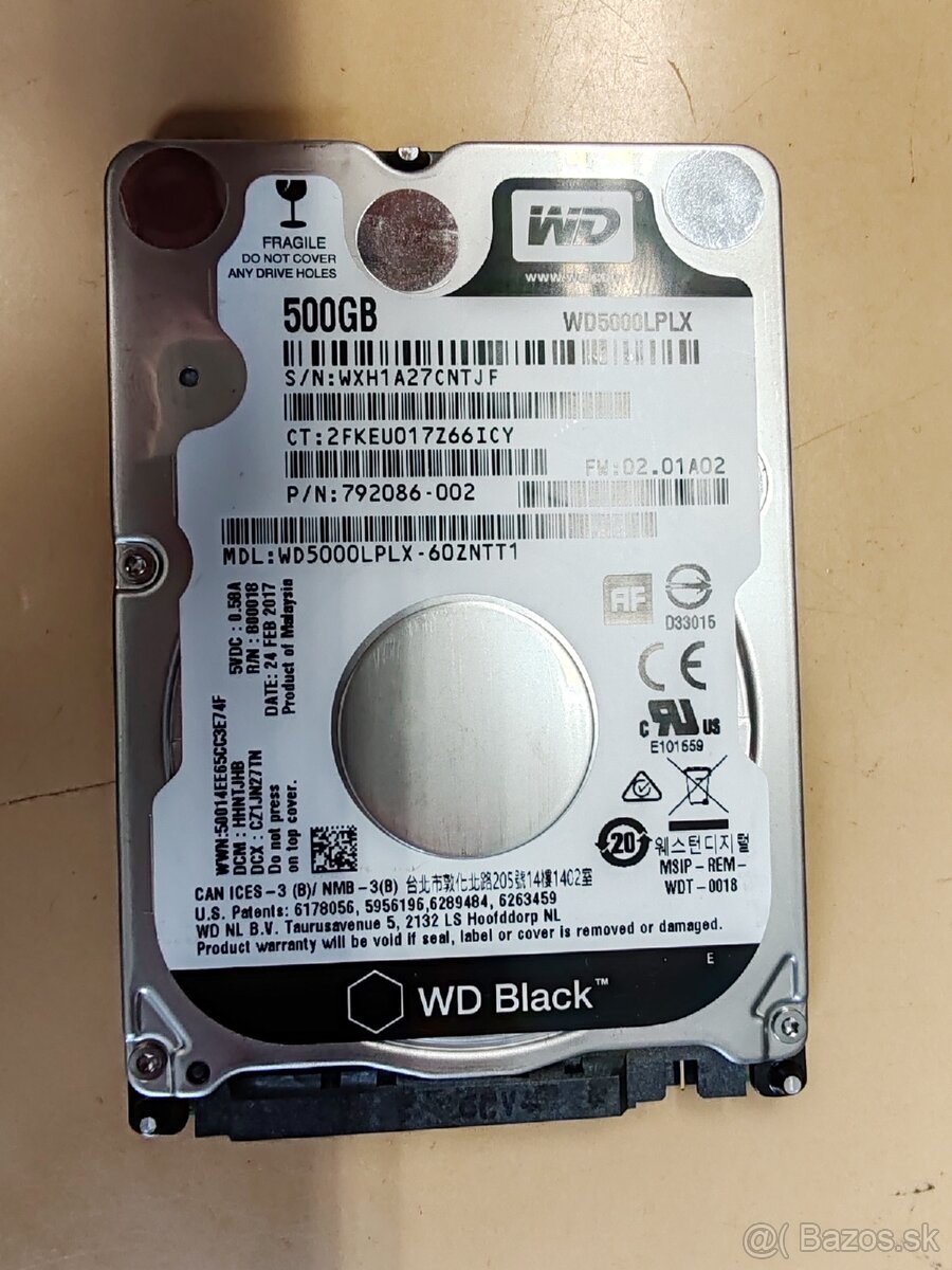 Predám 2.5" HDD 500GB WD WD5000LPLX