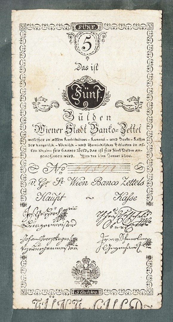 Staré bankovky Rakousko 5 Gulden 1800