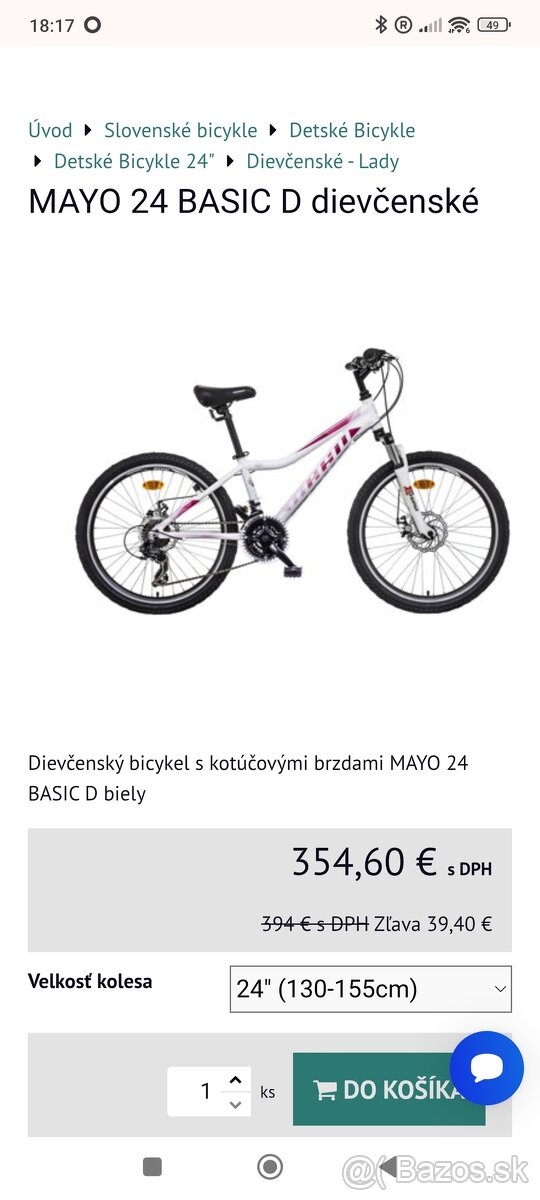 Dievčenský bicykel