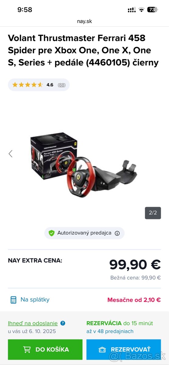 Volant Thrustmaster Ferrari 458