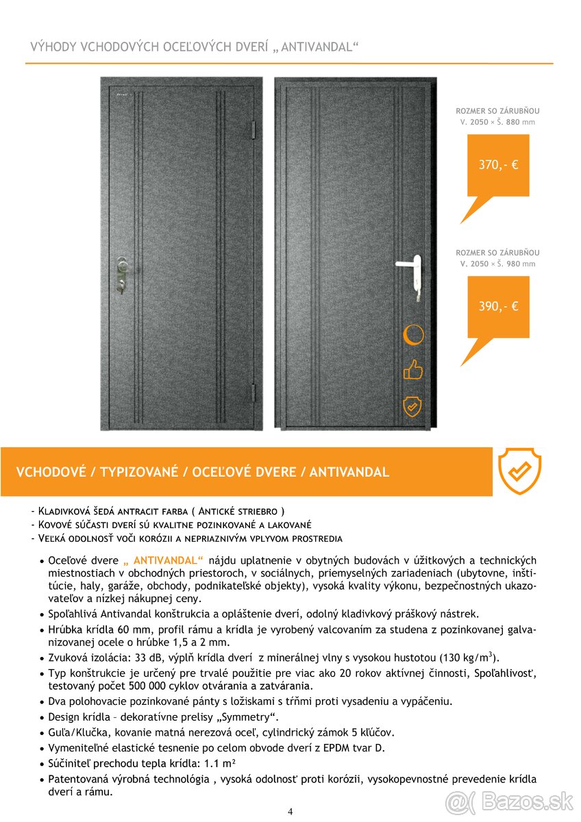 VSTUPNÉ / VCHODOVÉ / OCEĽOVÉ DVERE / ANTIVANDAL