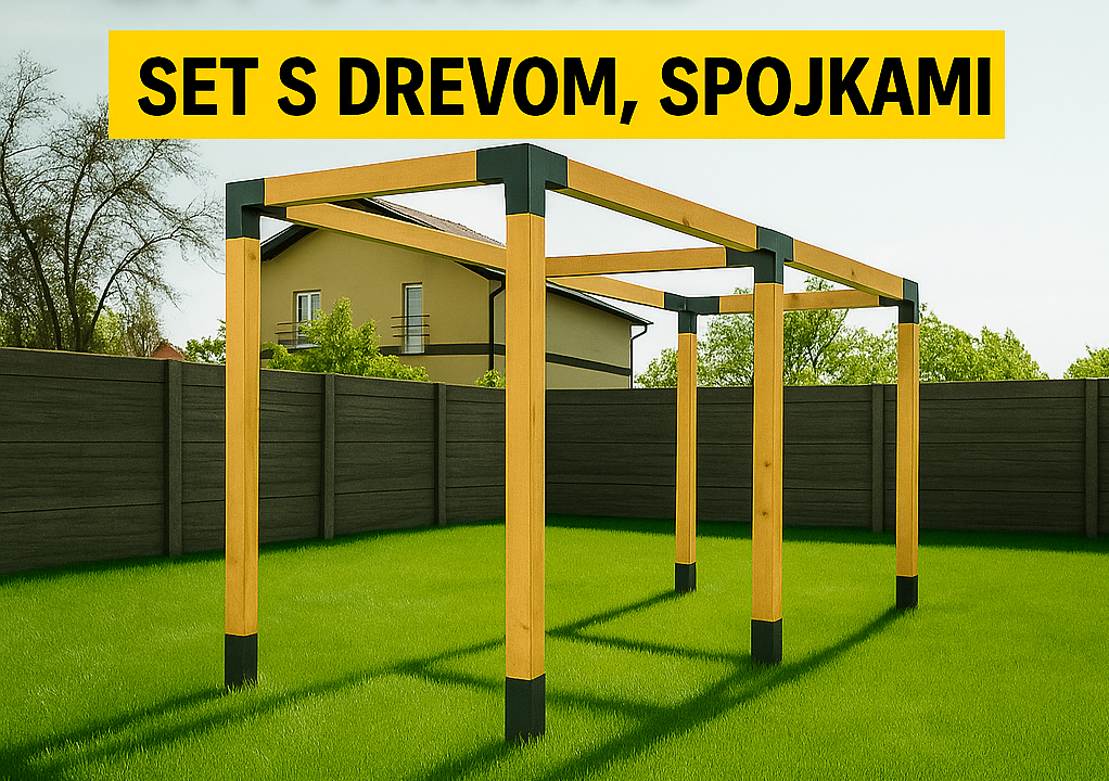 Kompletné sety pergol – trámové spojky + KVH hranoly