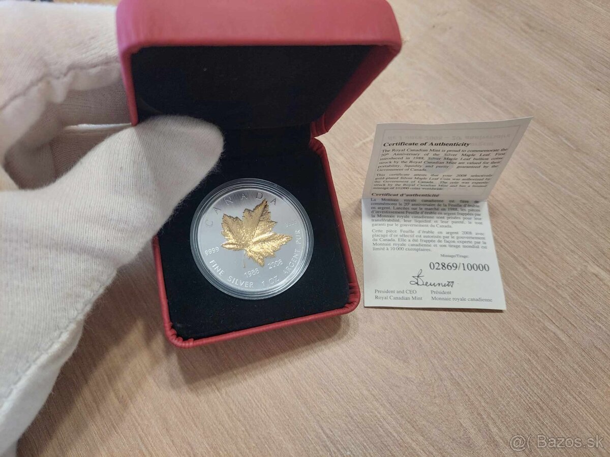 Pozlátená Maple Leaf 2008