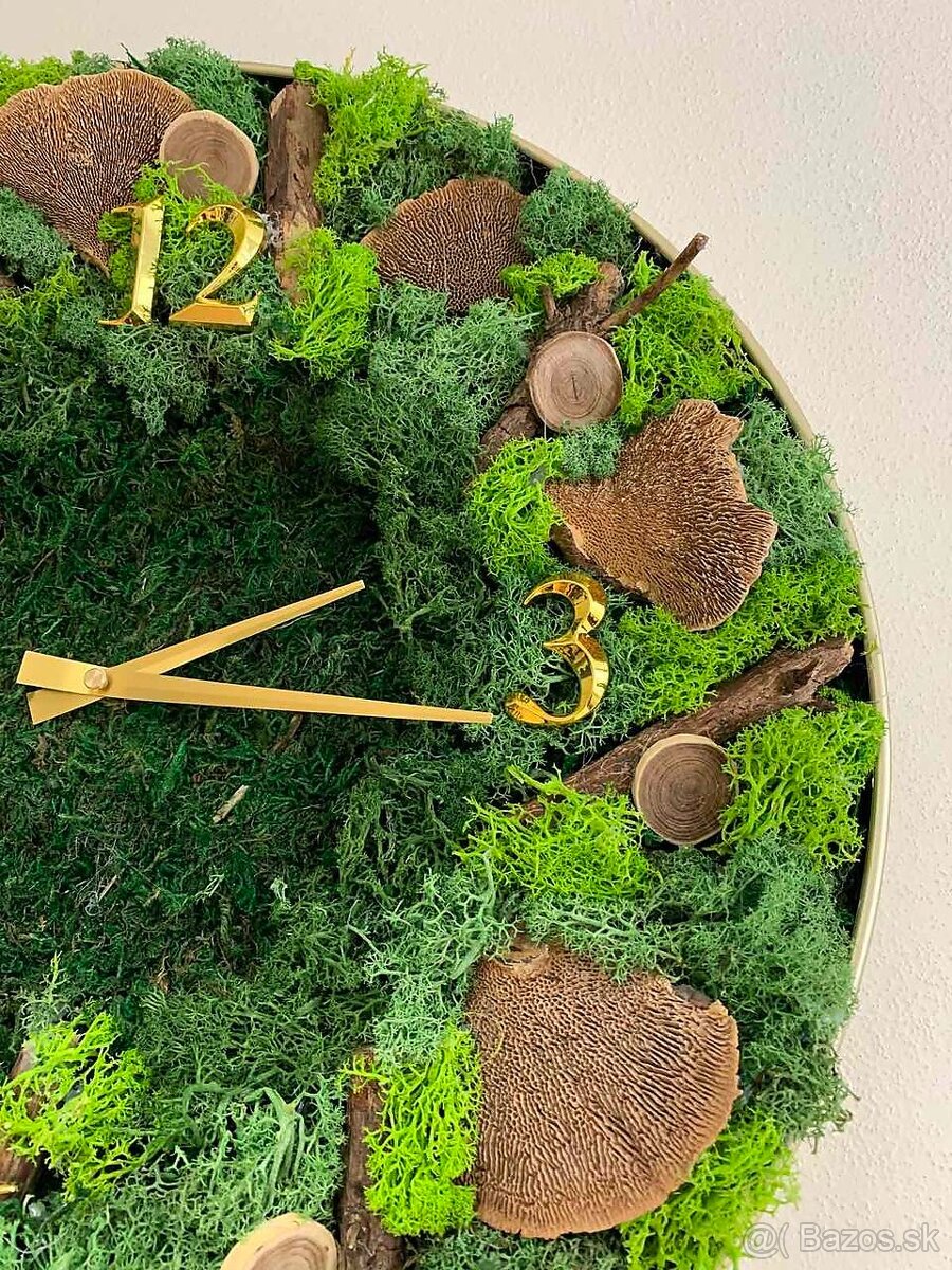 Machove hodiny - ručná práca - 50cm priemer