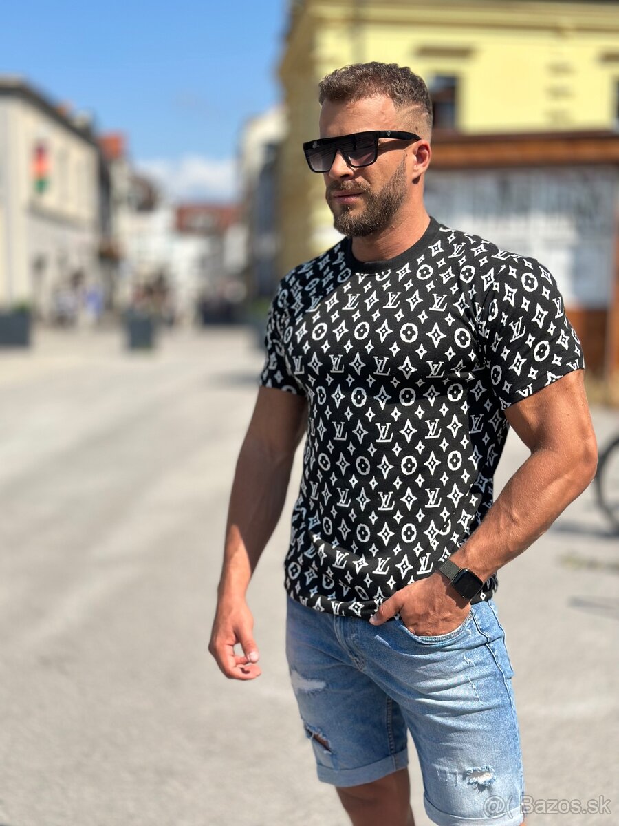 Luxusne tričko Louis Vuitton čierno biele značky