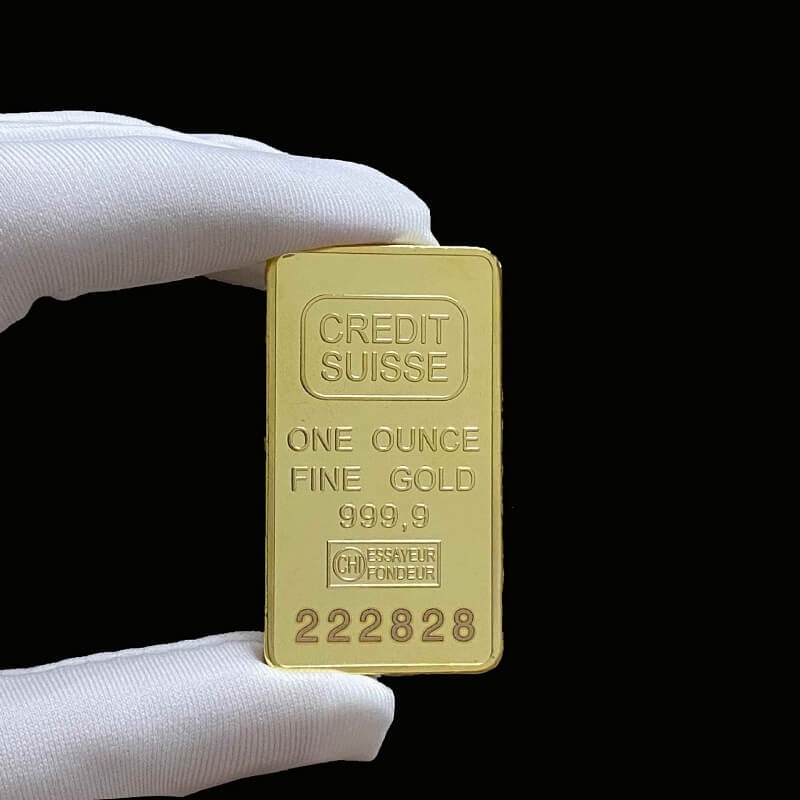 Pozlátená zlatá zberateľská tehlička - CREDIT SUISSE