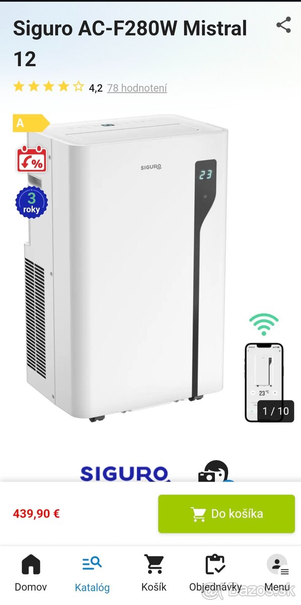 Mobilná klimatizácia Siguro AC-F280W Mistral 12