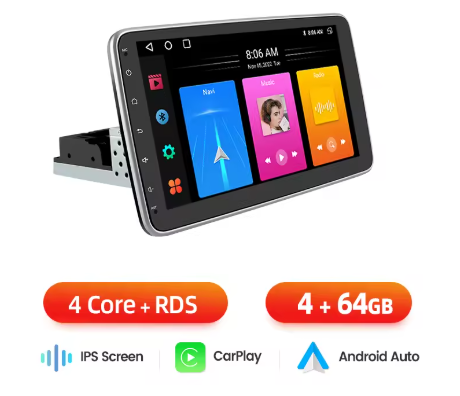 10.6"uni.otočné,1DIN,autorádio,4+64GB,bezdrôtové CarPlay+An