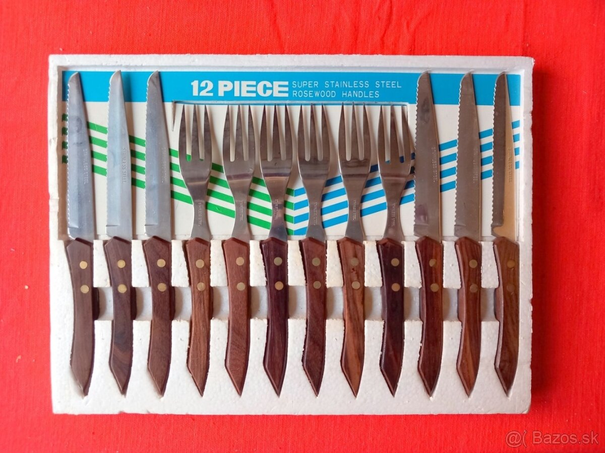 Súprava nerezových nožov a vidličiek na steaky a pizzu