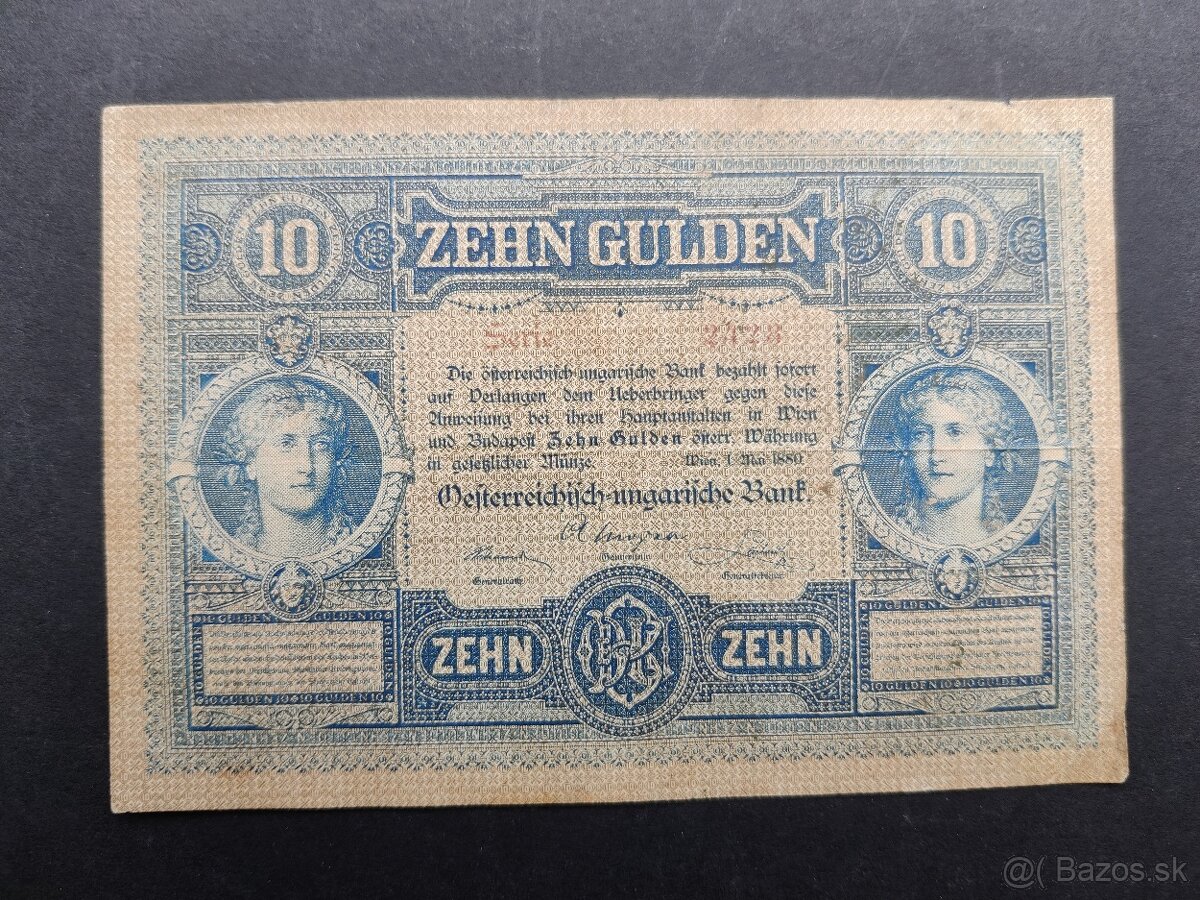 Bankovky 10 Gulden 1881