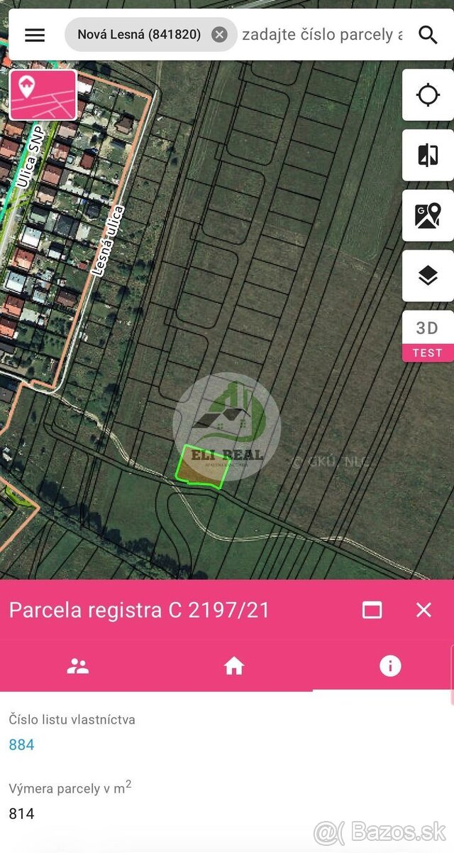 21. Pozemok 814m2 na RD v Novej Lesnej