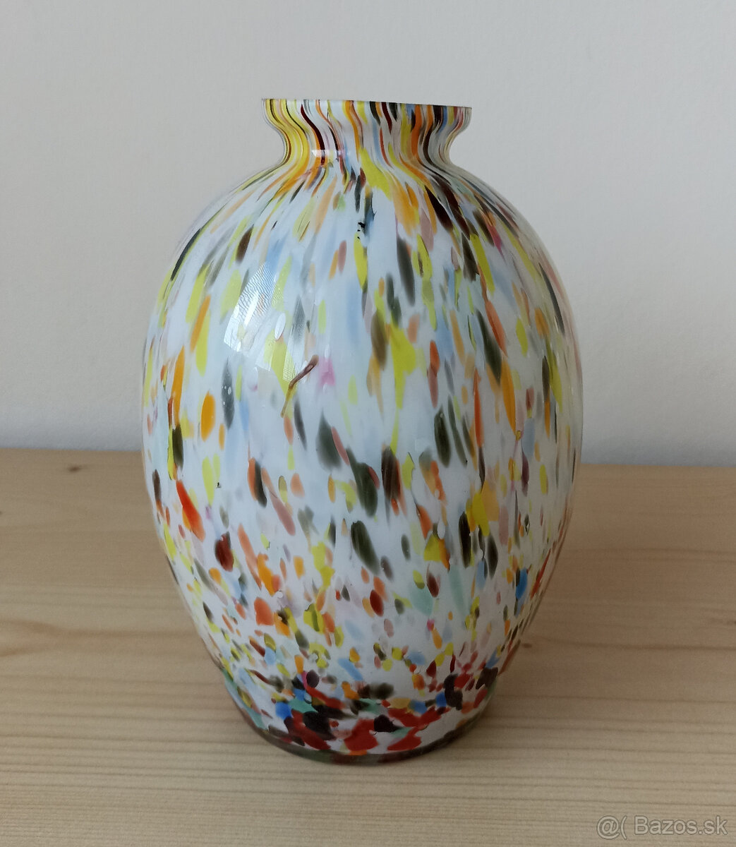 Art deco váza brokové sklo, sklárne S. Reich Valašské Mez.