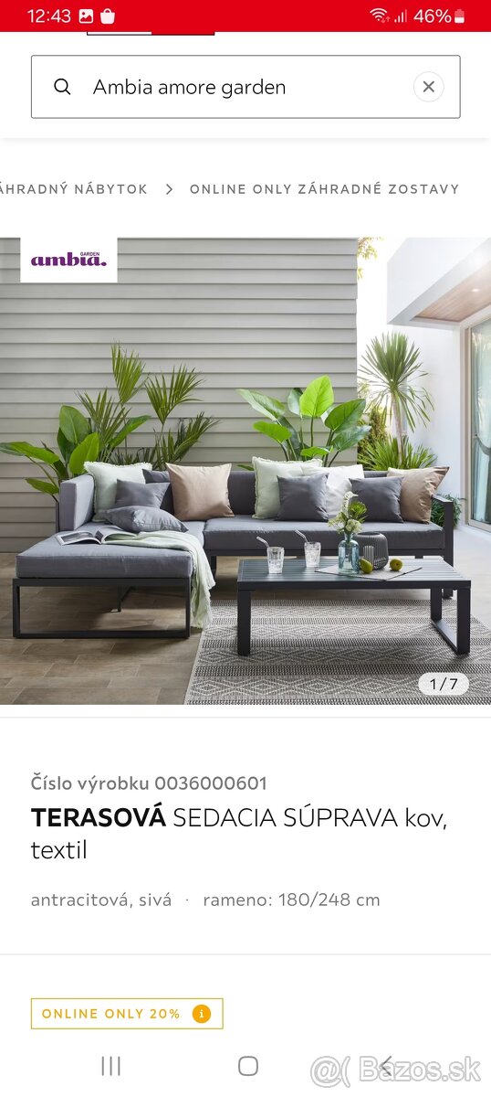 Zahradny nabytok Ambia Amore na terasu.