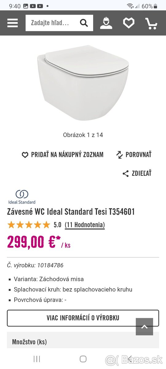 WC závesné s doskou Softclose