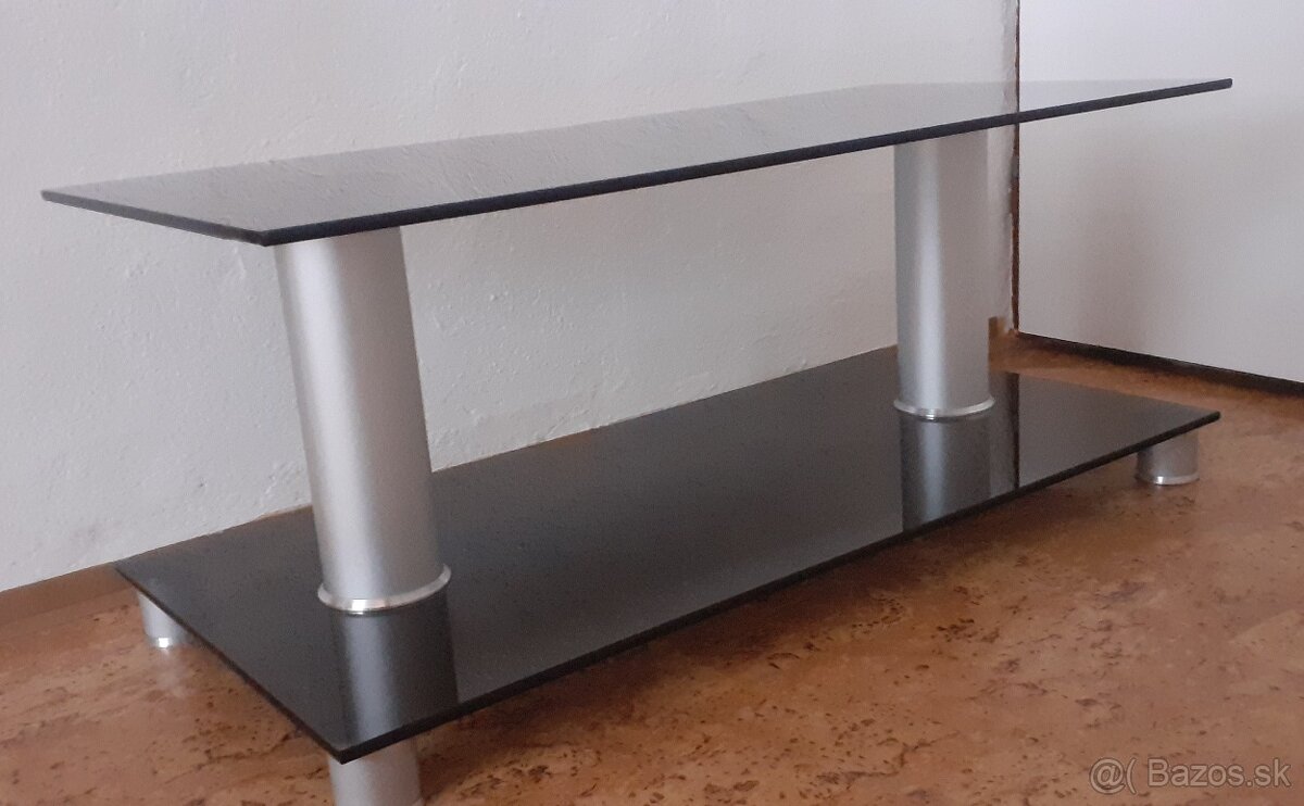 Predam skleneny dvojpodlazny stolik pod TV