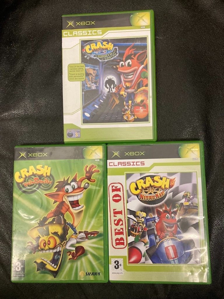 Predam 3 hry Crash Bandicoot na xbox a xbox 360