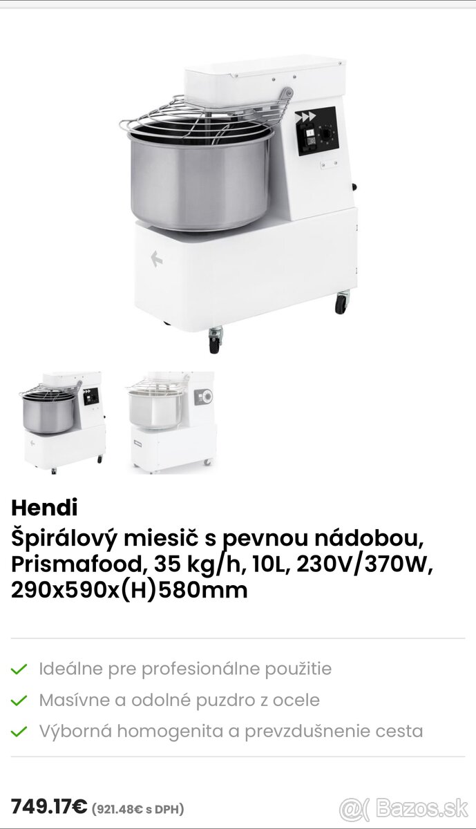 Špirálový miesič cesta Prismafood 10l