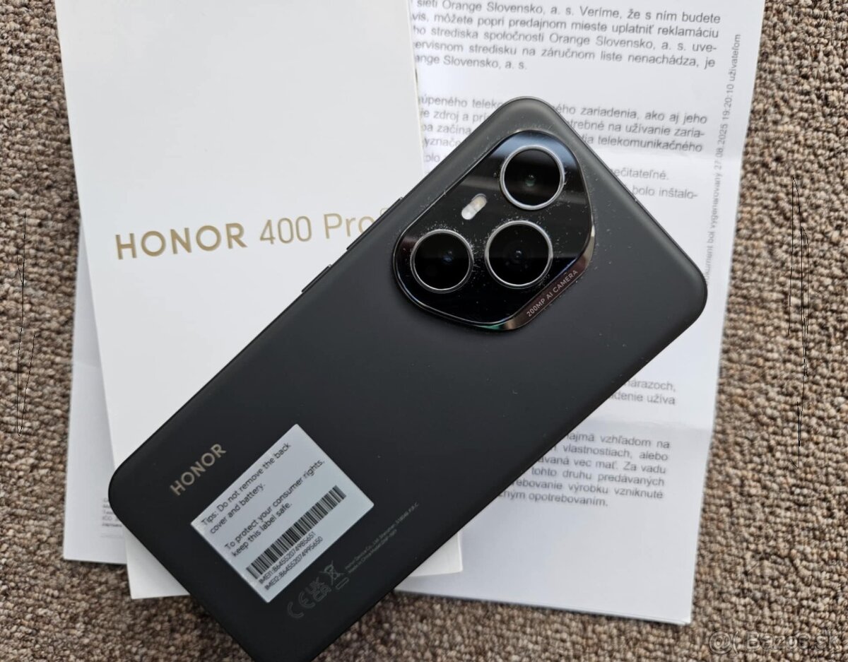 Honor 400 Pro 12GB / 512GB, cierny , top , zaruka , kryt