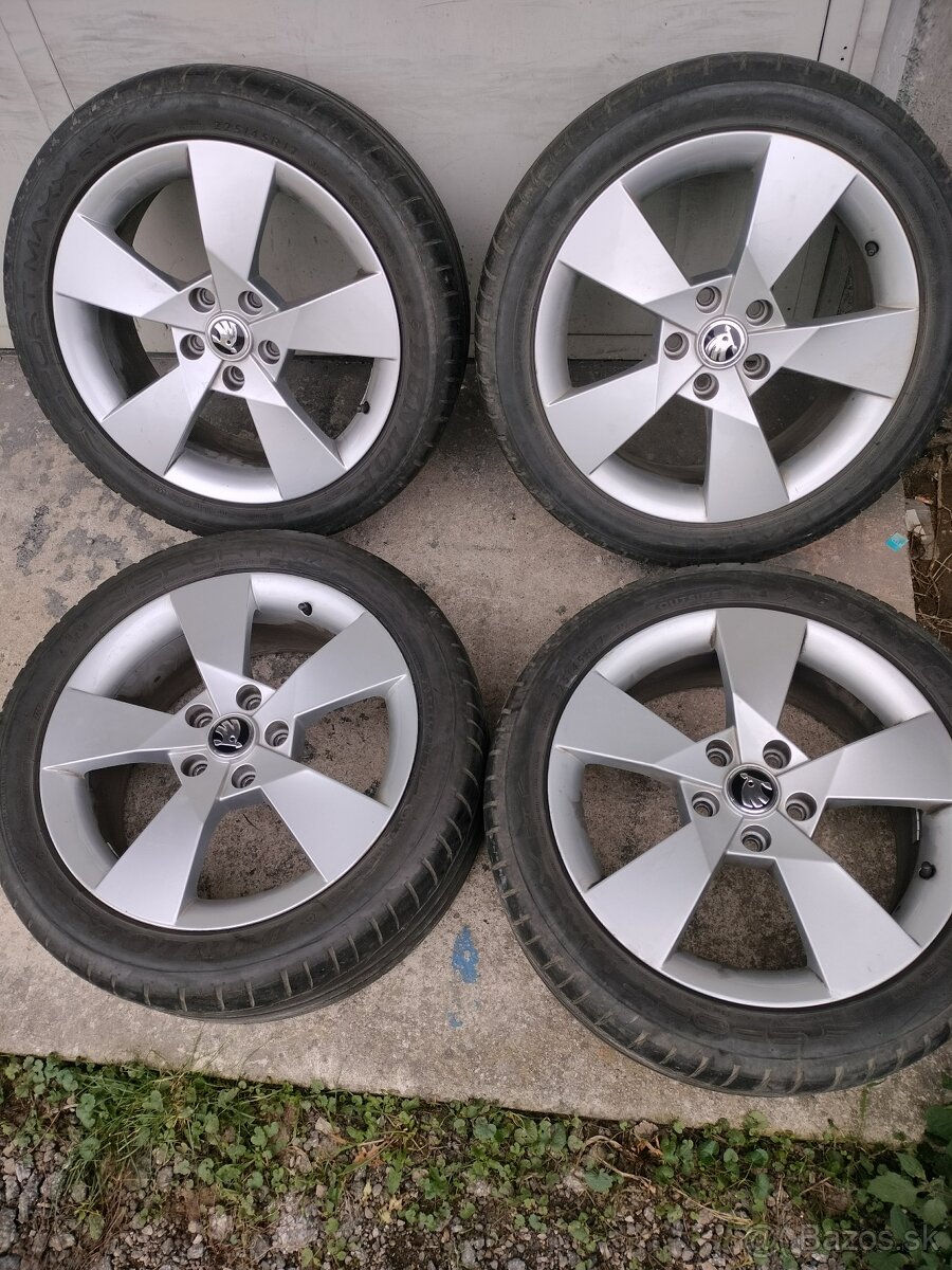 4ks alu disky orig. Škoda 5x112 r17 225/45 5mm
