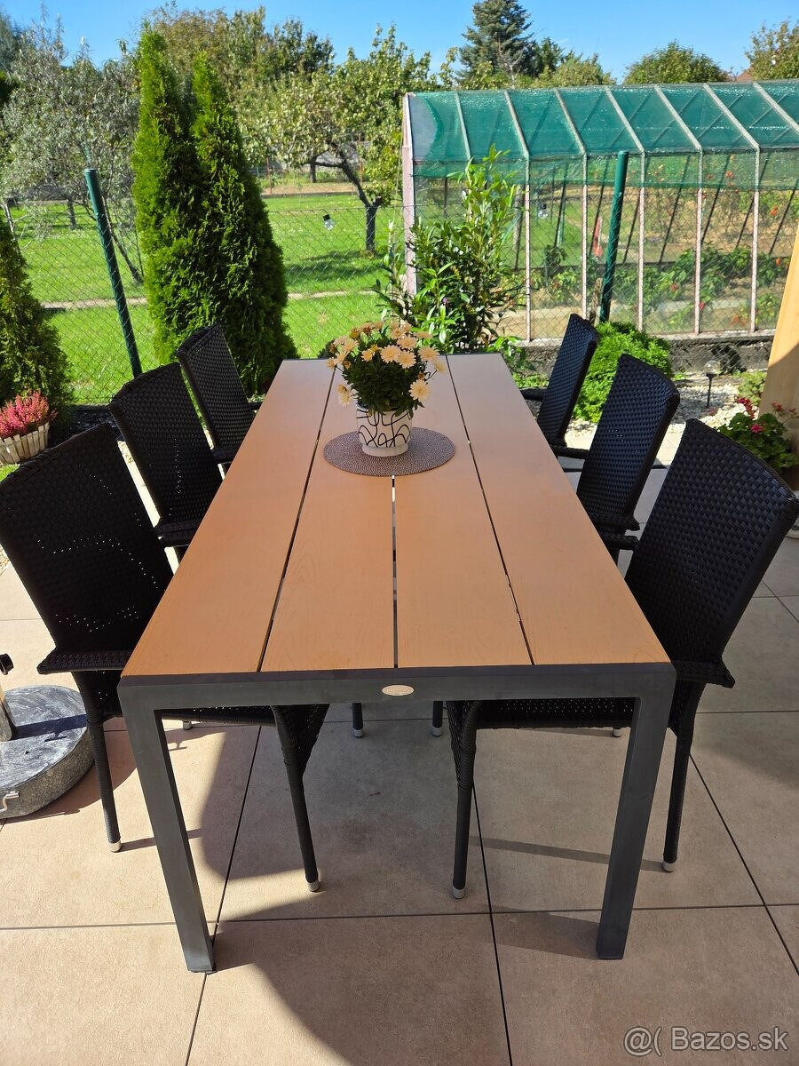 Zahradný hliníkový stôl s kreslami (6ks)