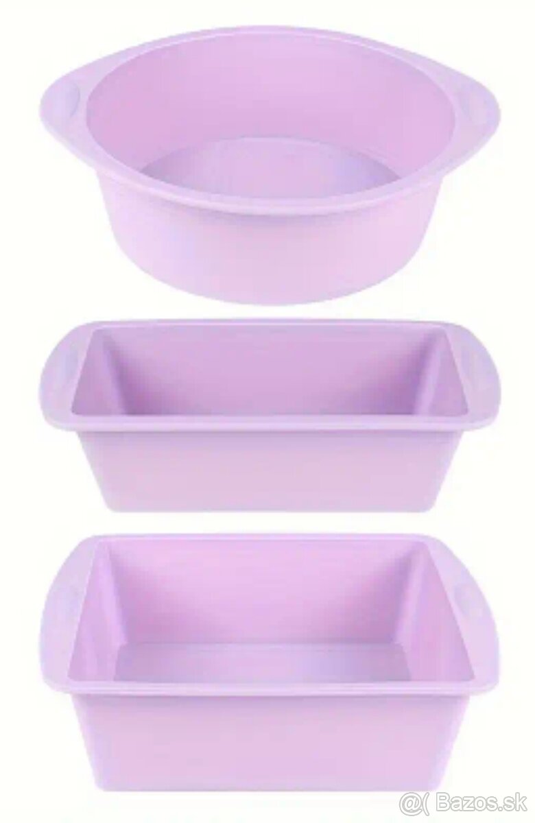 3 kusy silikónových foriem na pečenie vo fialovej farbe