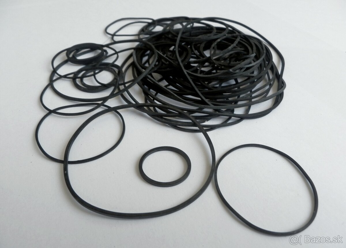 Hnací řemínky na opravu vintage elektroniky, různé druhy