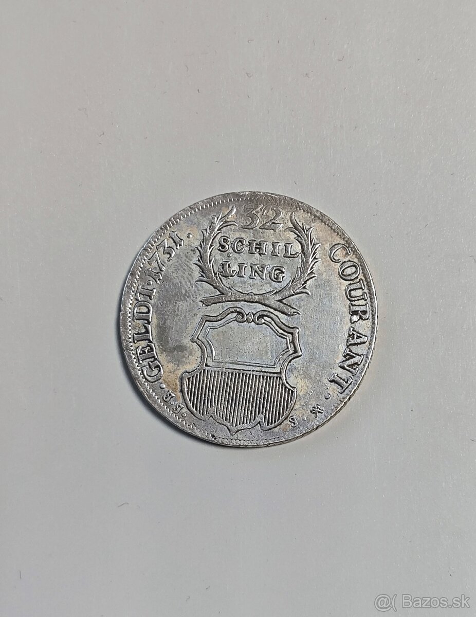 32 Schilling 1731 Lubeck, vzácny, krásny