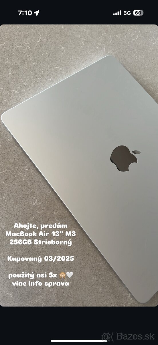 Apple MacBook Air 13”M3 256gb Strieborný