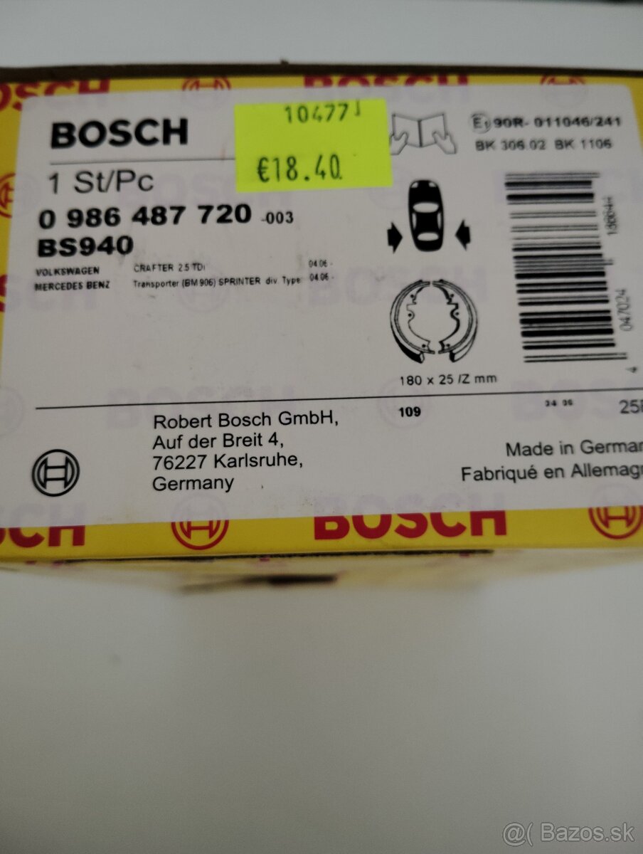Bosch Brzdové čeľuste bunkových bŕzd pre vozidlá do 3,5T