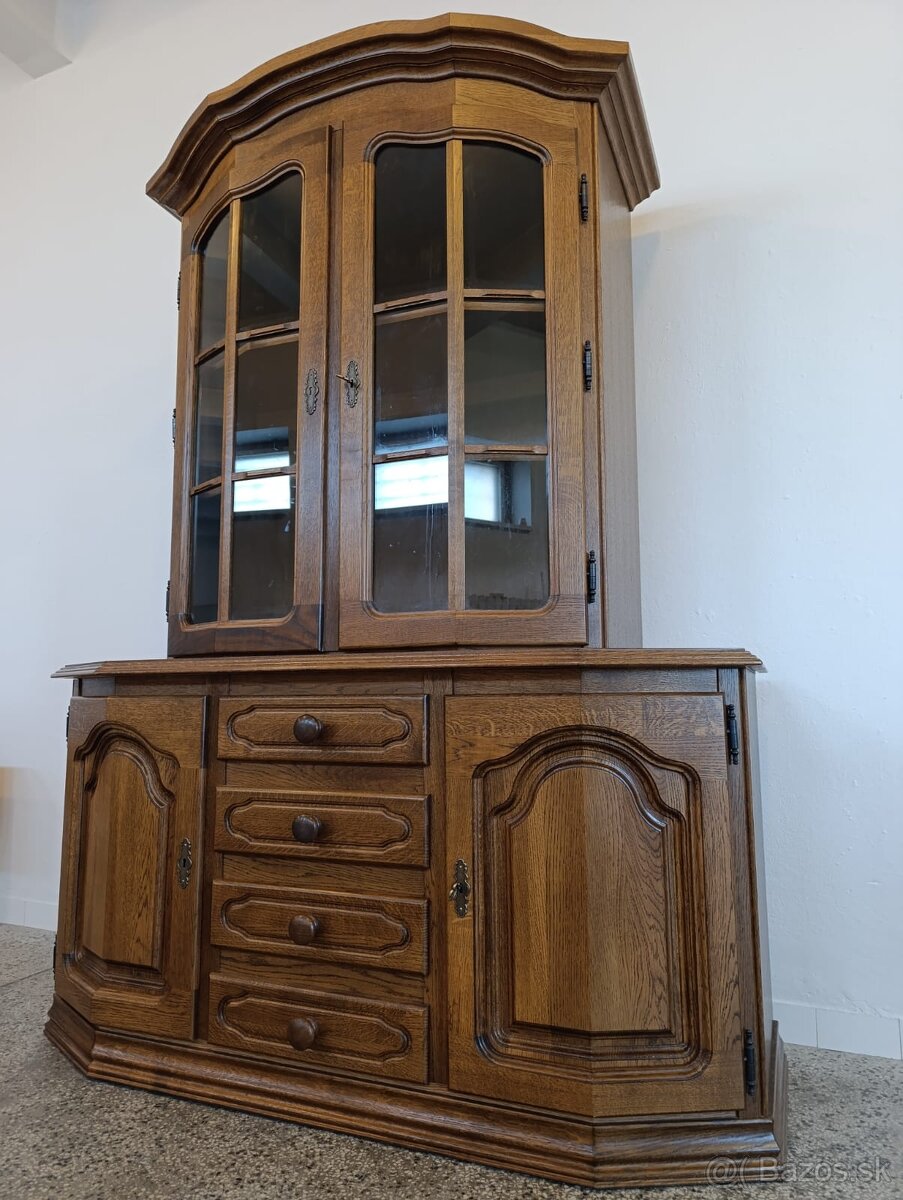Rustikální příborník, kredenc, komoda + vitrína, masív