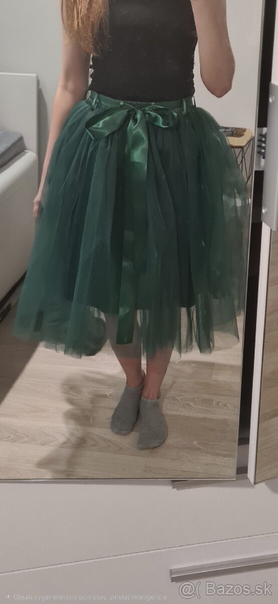 Tylové sukne s mašľou – smaragdová a pudrovo ružová