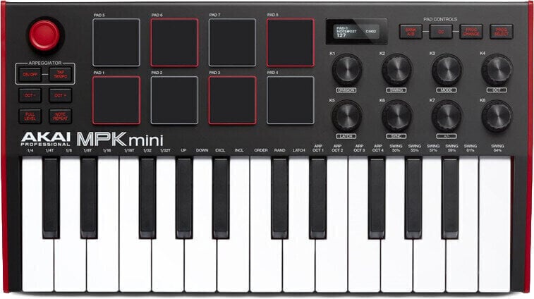 Akai MPK mini MK3 midi keyboard red