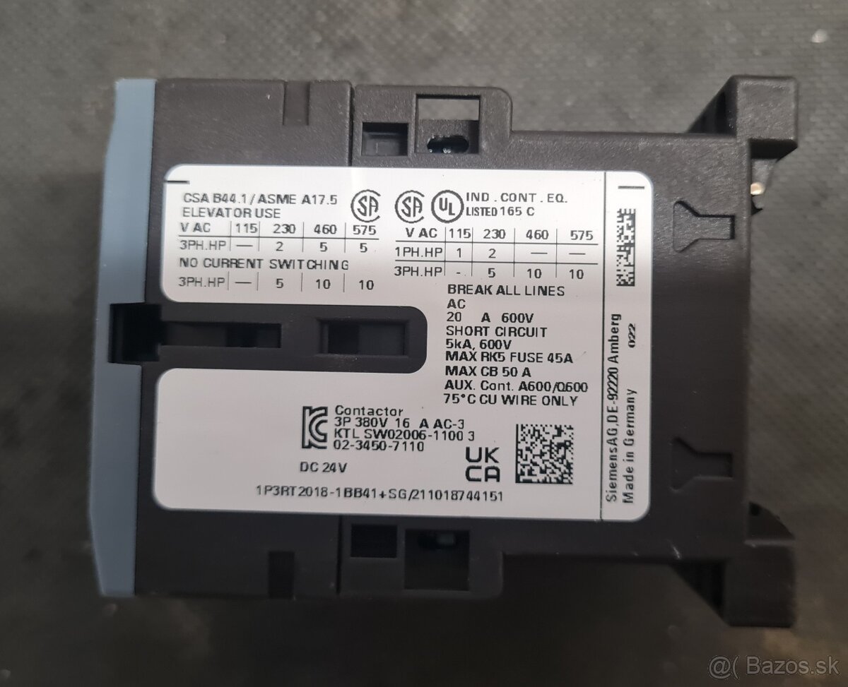 Predám stykače Siemens 3-pol s pomocnými kontaktami