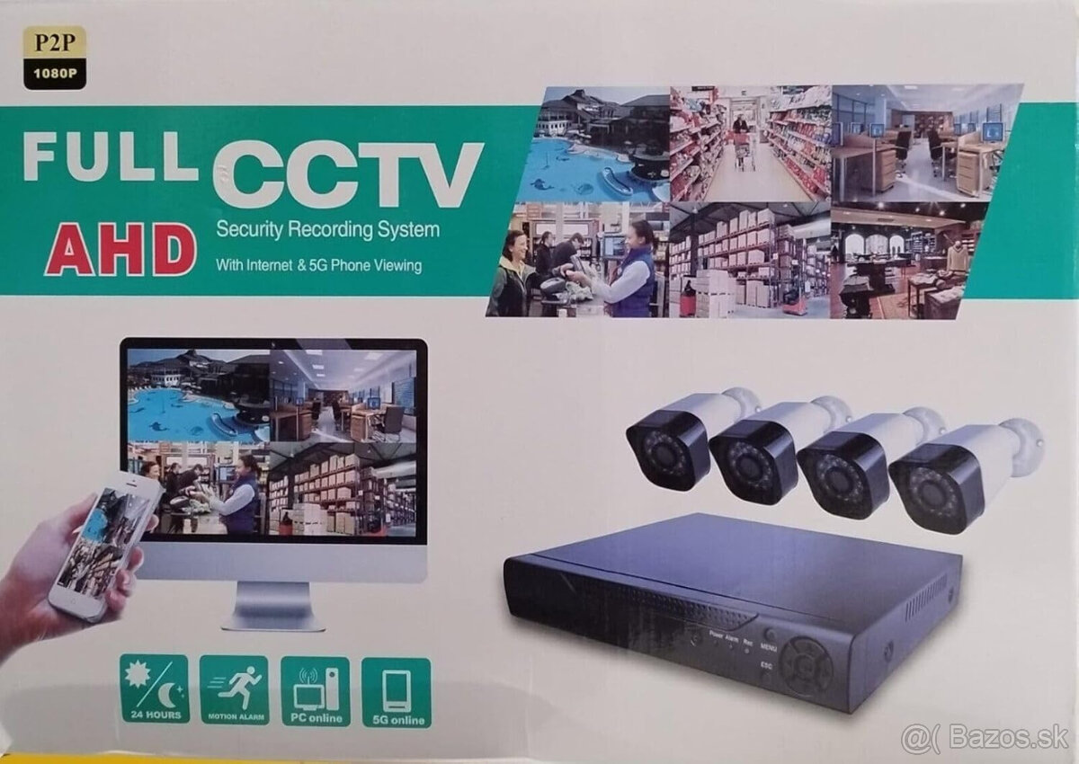 DVR Kamerovy system 4 kamery Full CCTV AHD 500GB