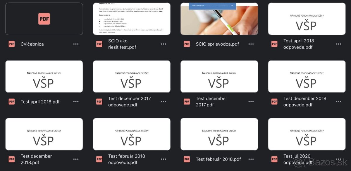 SCIO VŠP testy + cvičebnica na LFUK, podklady na prijimacky
