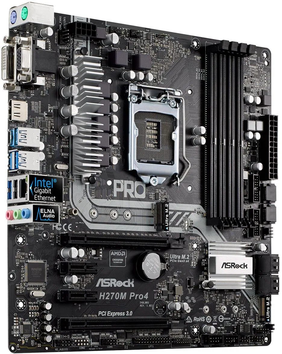 Matičná doska ASROCK H270M PRO4 + Intel i5 7500 + Chladič