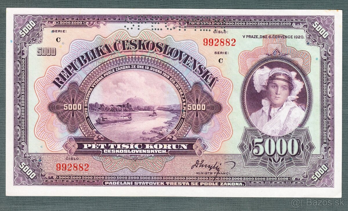 Staré bankovky 500 korun 1929 bezvadný stav