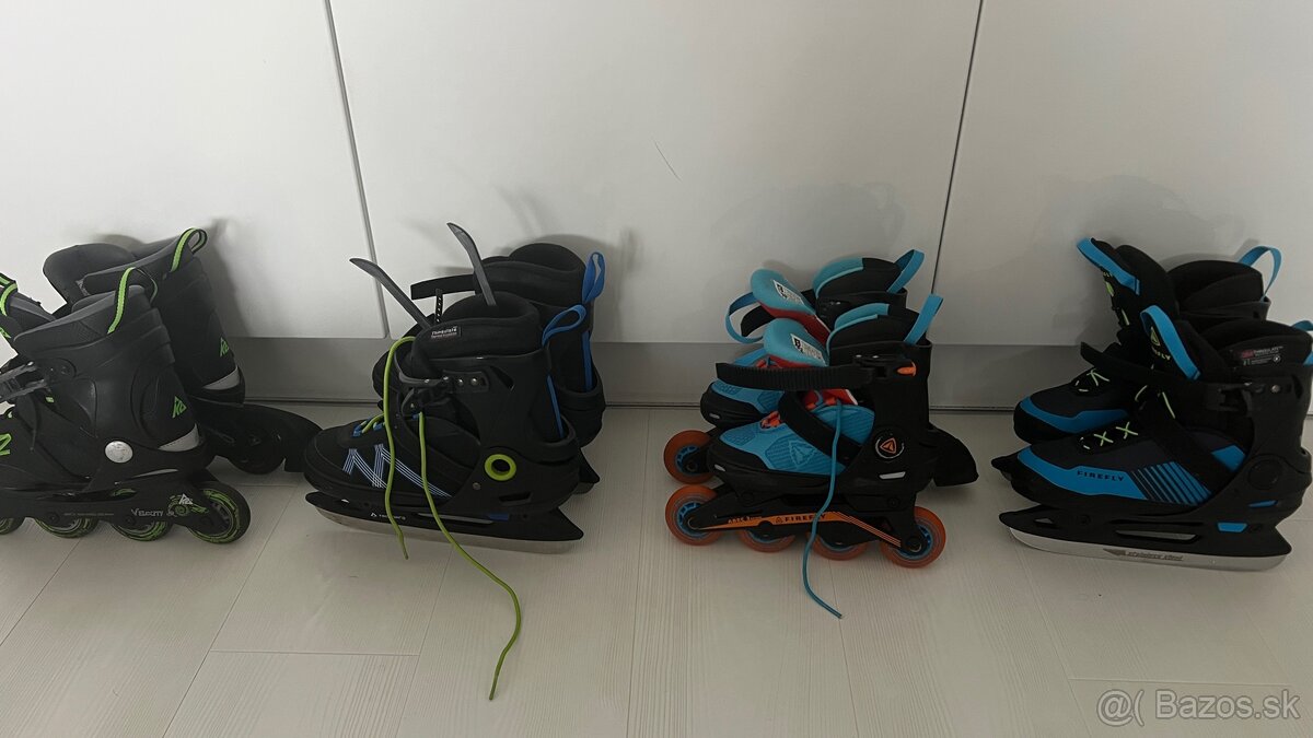 4 páry Korčule zimné aj kolieskové