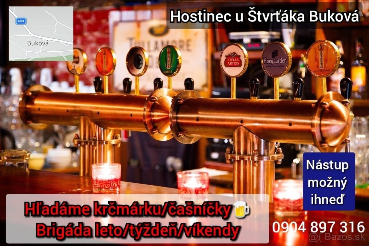 Krčmárka-čašníčka práca na trvalo