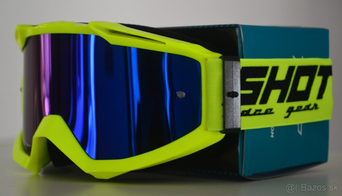 Predám atv sx okuliare shot žlté fluo zrk. sklo modré
