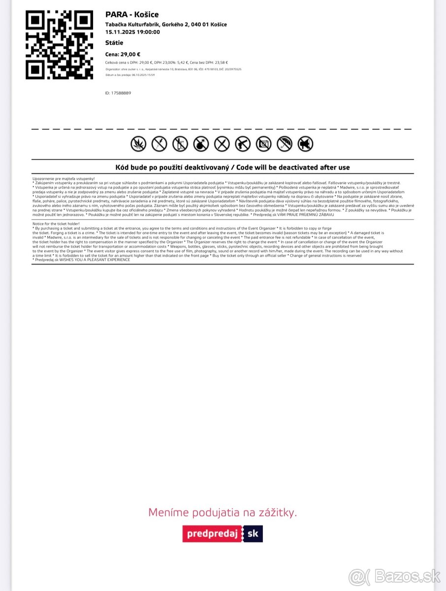 Predám vstupenky na koncert Pary