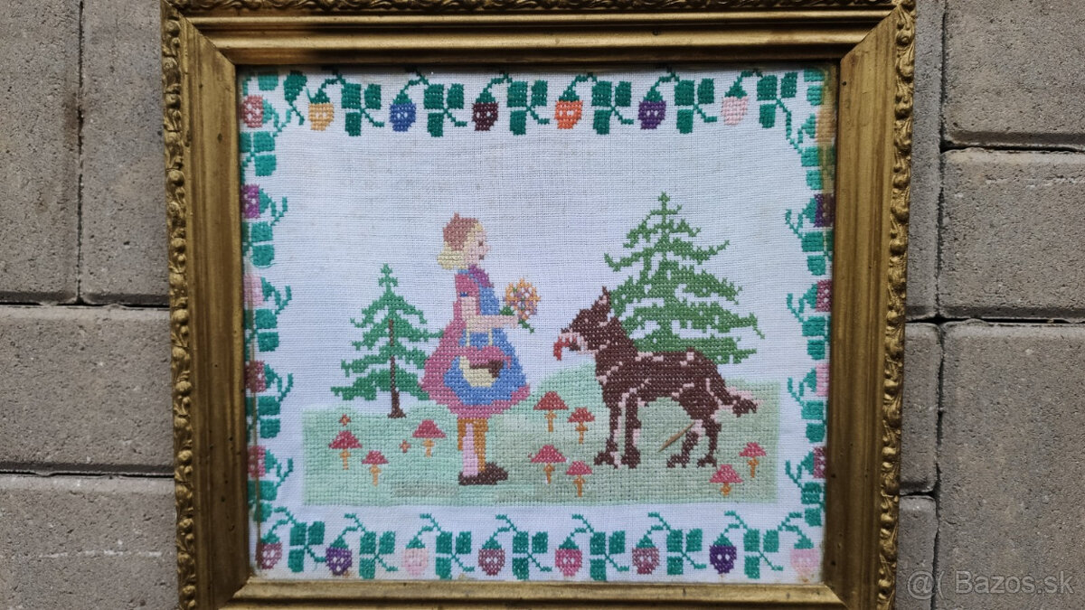 Retro vysivany obraz rozpravka