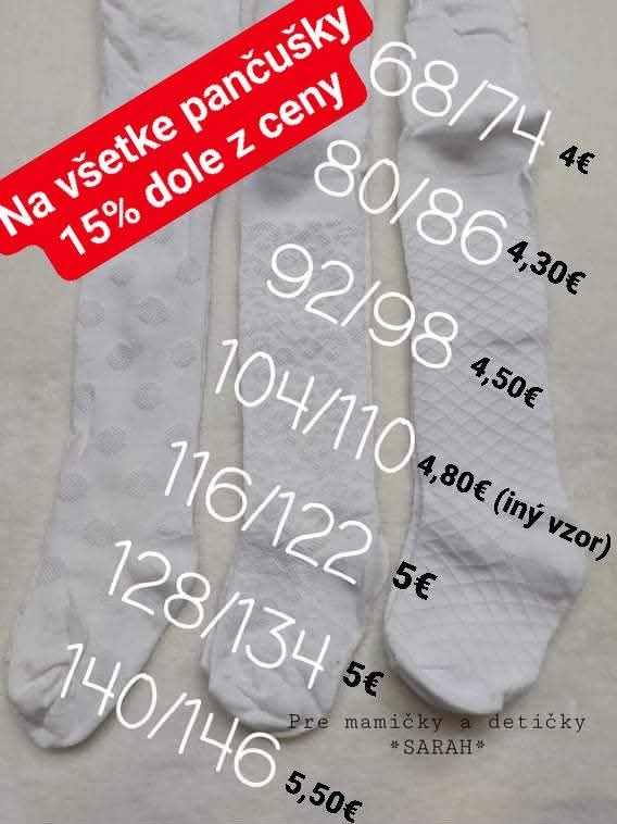 Nové pančušky pre dievčatá aj chlapcov veľkosti 56-150
