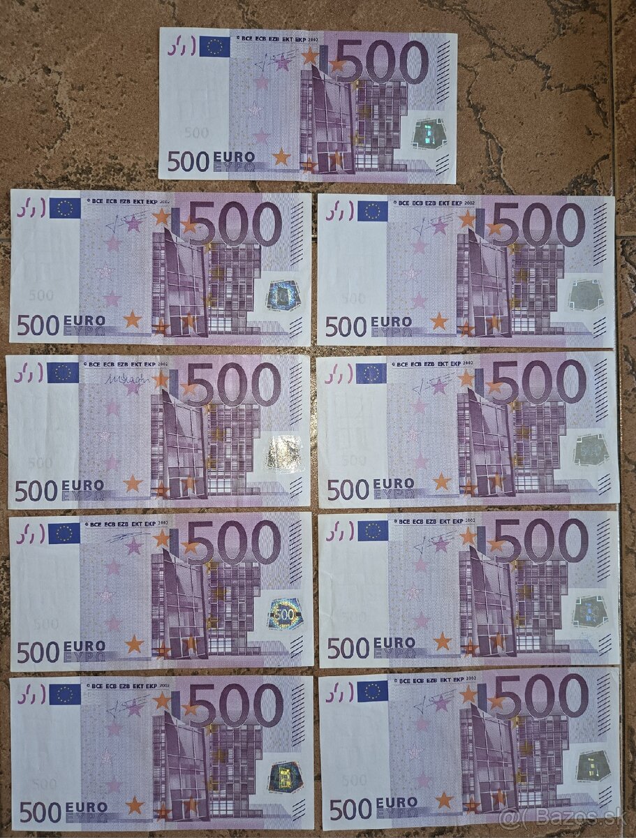 Predám 500 a 200 eurové bankovky