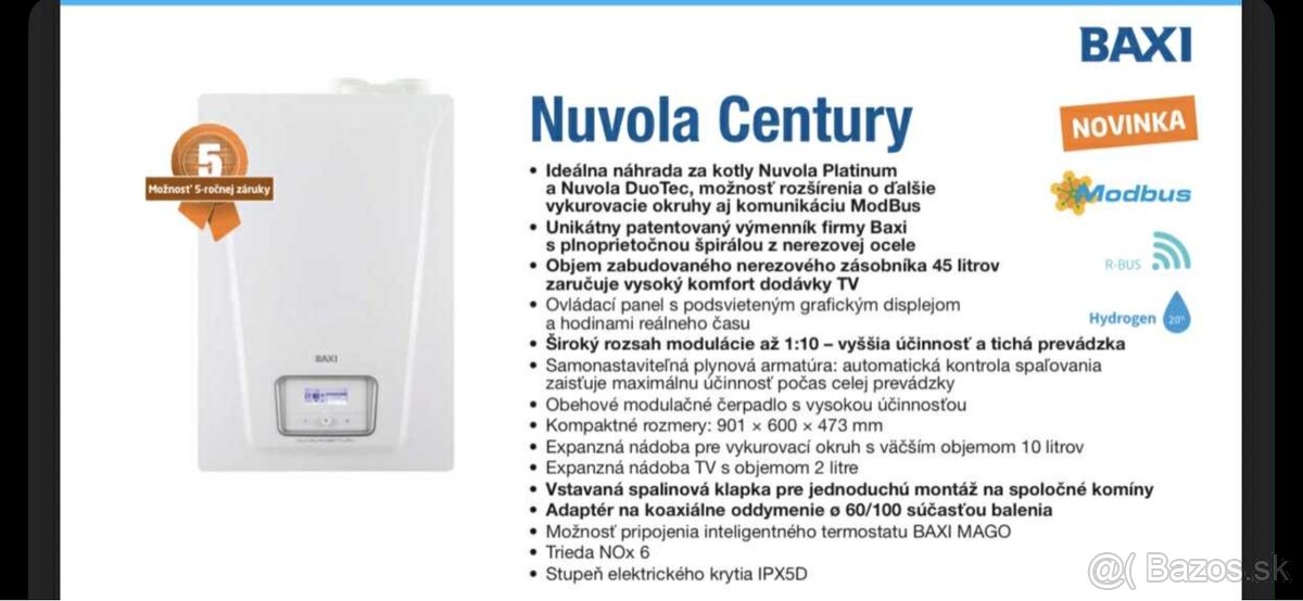 Predám Baxi Nuvola Century 24