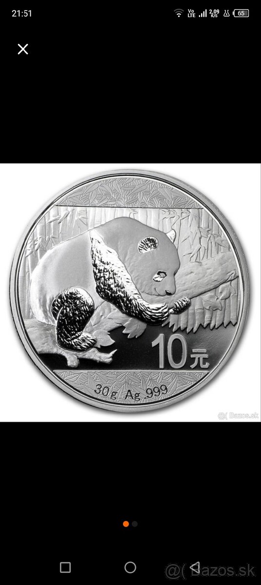 Panda 2016 strieborná minca